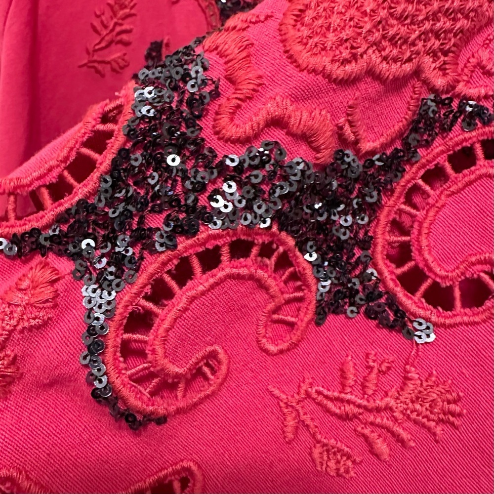 Orfeonegro Studio Oversized Sequin Embroidered Open Cardigan Top Pink XXL - Picture 5 of 9